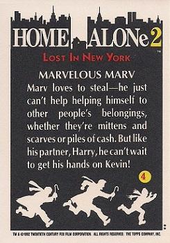 1992 Topps Home Alone 2 #4 Marvelous Marv Back