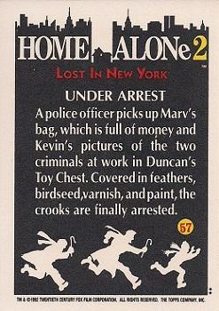 1992 Topps Home Alone 2 #57 Under Arrest Back