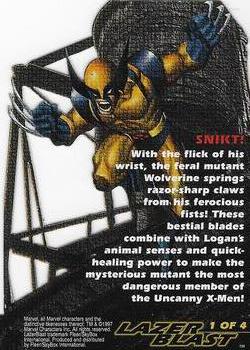 1997 Fleer/SkyBox Marvel Premium QFX - LazerBlast Die Cuts #1 Wolverine Back