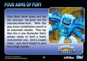 2013 Topps Skylanders Swap Force #56 Four Arms Of Fury Back