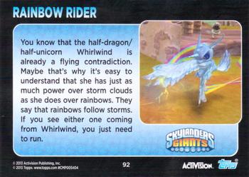2013 Topps Skylanders Swap Force #92 Rainbow Rider Back