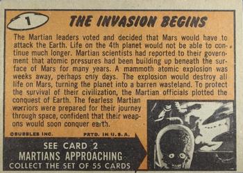 1962 Topps Mars Attacks #1 The Invasion Begins Back