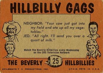 1963 Topps Beverly Hillbillies #25 Elly May, stop putting the wash in the television machine. Back