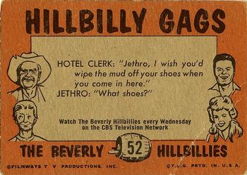 1963 Topps Beverly Hillbillies #52 Today I bagged 2 squirrels and a mink coat. Back