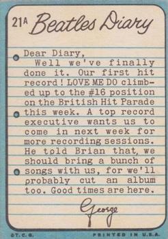 1964 Topps The Beatles Diary #21A George Back