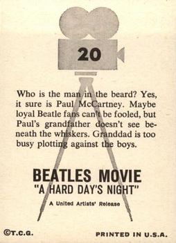 1964 Topps The Beatles: A Hard Day's Night #20 Who is the man in the beard? Back