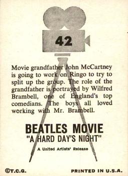 1964 Topps The Beatles: A Hard Day's Night #42 Movie grandfather John McCartney is going to work Back
