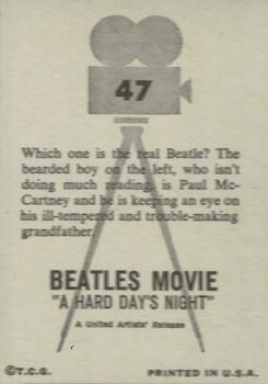 1964 Topps The Beatles: A Hard Day's Night #47 Which one is the real Beatle? Back