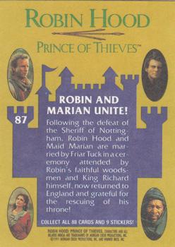 1991 Topps Robin Hood: Prince of Thieves (88) #87 Robin and Marian Unite Back