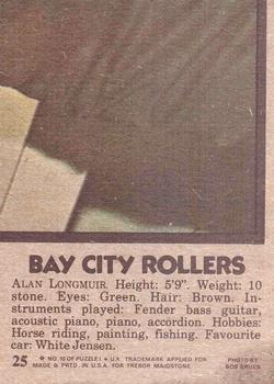 1975 Topps Bay City Rollers #25 Alan Longmuir Back
