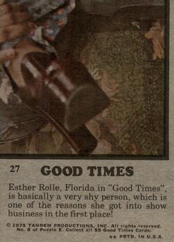 1975 Topps Good Times #27 You'd better put some clothes on that picture before your mother gets home! Back