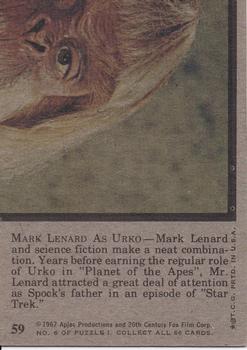 1975 Topps Planet of the Apes #59 Mark Lenard as Urko Back