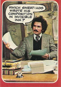 1976 Topps Welcome Back Kotter #33 Which Sweat-Hog wrote his composition in invisible ink? Front