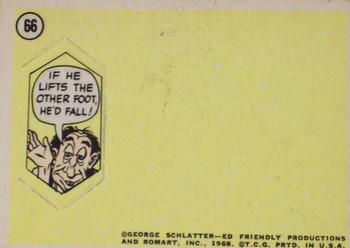 1968 Topps Rowan & Martin's Laugh-In #66 Why does a stork stand on one leg? Back