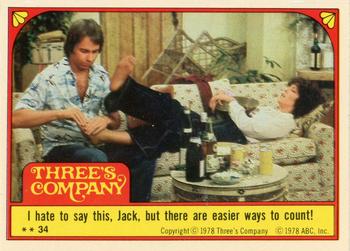 1978 Topps Three's Company #34 I hate to say this, Jack, but there are easier ways to count! Front