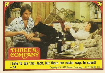 1978 Topps Three's Company #34 I hate to say this, Jack, but there are easier ways to count! Front
