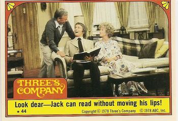 1978 Topps Three's Company #44 Look dear -- Jack can read without moving his lips! Front