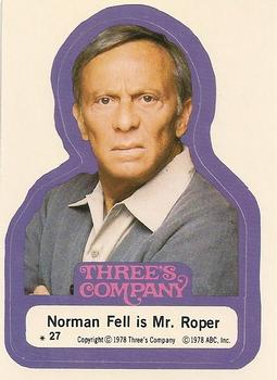1978 Topps Three's Company #27 Norman Fell is Mr. Roper Front