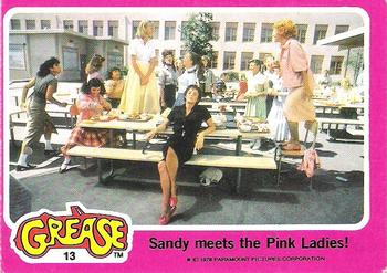 1978 Topps Grease #13 Sandy meets the Pink Ladies! Front