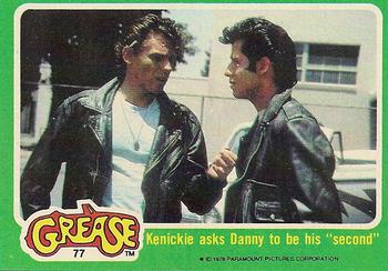 1978 Topps Grease #77 Kenickie asks Danny to be his 