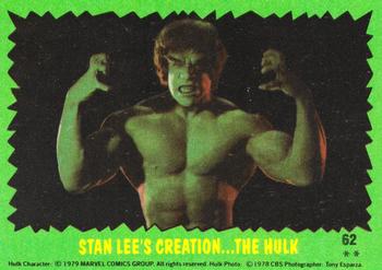 1979 Topps The Incredible Hulk #62 Stan Lee's Creation...The Hulk Front