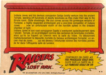 1981 O-Pee-Chee Raiders of the Lost Ark #8 Victim Of The Gods Back