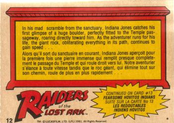 1981 O-Pee-Chee Raiders of the Lost Ark #12 Chased...By A Boulder! Back