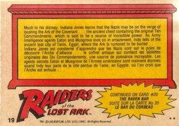 1981 O-Pee-Chee Raiders of the Lost Ark #19 Mystery Of History Back
