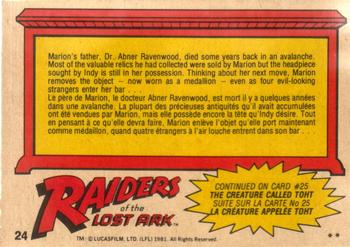 1981 O-Pee-Chee Raiders of the Lost Ark #24 The Mysterious Medallion Back