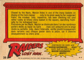 1981 O-Pee-Chee Raiders of the Lost Ark #38 Where's Marion? Back