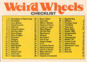 1980 Topps Weird Wheels #37 Rolls Roach Back