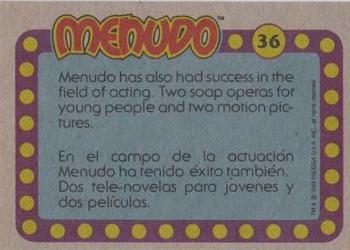 1983 Topps Menudo #10 36 - Menudo has also had succress in the fie Back