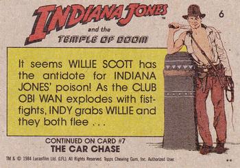 1984 Topps Indiana Jones and the Temple of Doom #6 Escape from Club Obi Wan Back