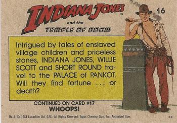 1984 Topps Indiana Jones and the Temple of Doom #16 To the Palace of Pankot! Back