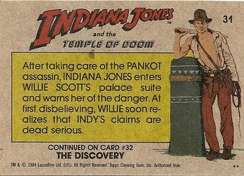 1984 Topps Indiana Jones and the Temple of Doom #31 Indy's Warning Back