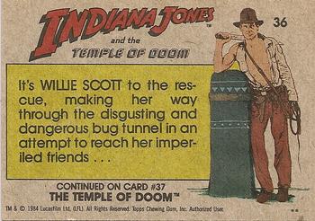 1984 Topps Indiana Jones and the Temple of Doom #36 Willie in the Bug Tunnel Back