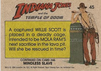 1984 Topps Indiana Jones and the Temple of Doom #45 Cage of Death Back