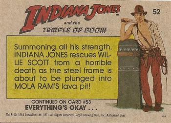 1984 Topps Indiana Jones and the Temple of Doom #52 Rescuing Willie Scott! Back