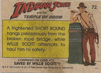 1984 Topps Indiana Jones and the Temple of Doom #72 Hang on, Short Round! Back