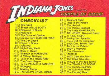 1984 Topps Indiana Jones and the Temple of Doom #88 Checklist Front