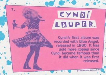 1985 Topps Cyndi Lauper #7 Cyndi's first album was recorded with Blue Ang Back