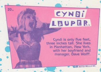 1985 Topps Cyndi Lauper #20 Cyndi is only five feet, three inches tall. Sh Back