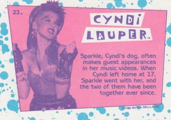 1985 Topps Cyndi Lauper #23 Sparkle, Cyndi's dog, often makes guest appear Back