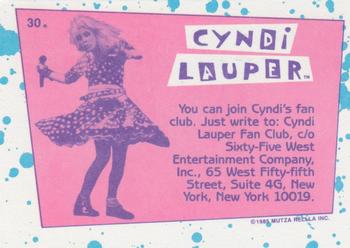1985 Topps Cyndi Lauper #30 You can join Cyndi's fan club. Just write to: Back