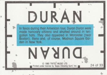 1985 Topps Duran Duran #24 Duran Duran - Simon Le Bon / Andy Taylor Back