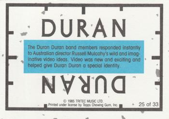 1985 Topps Duran Duran #25 Duran Duran - Simon Le Bon Back