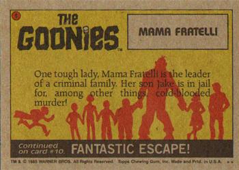 1985 Topps The Goonies #9 Mama Fratelli Back