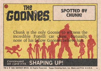 1985 Topps The Goonies #12 Spotted by Chunk! Back