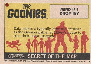 1985 Topps The Goonies #14 Mind If I Drop In? Back