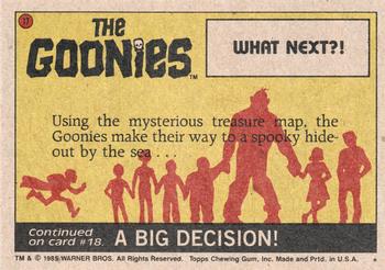 1985 Topps The Goonies #17 What Next?! Back